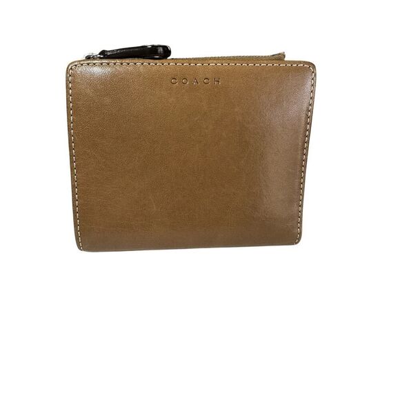 COACH Women's Small Leather Billfold Wallet Brown 3.75" x 4.5" - Picture 1 of 10